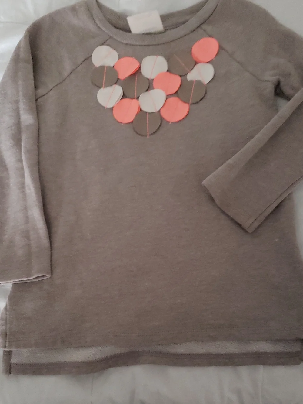 Oshkosh 3t Thin Knit Sweater W Circle Design Taupe Coral